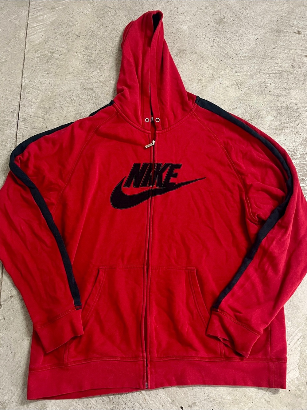Vintage Nike Hoodie Men Red Spell Out Embroidered Swoosh Zip Up